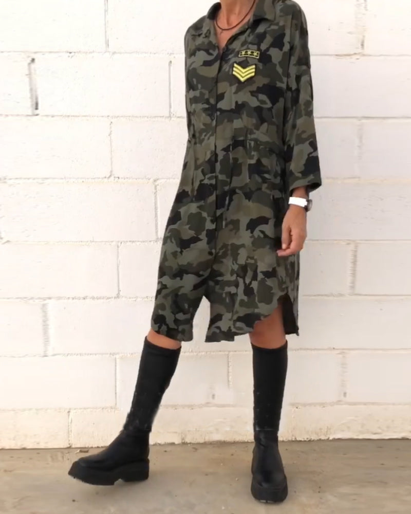 Tarnmuster Langarmkleid