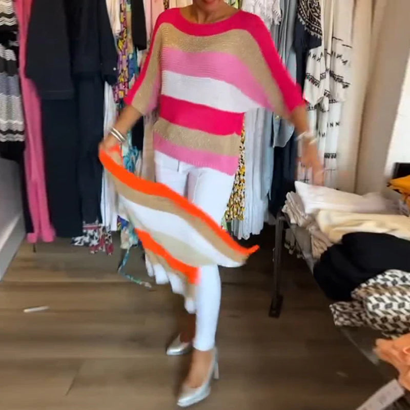 Farbblock Pullover mit Rundhalsausschnitt