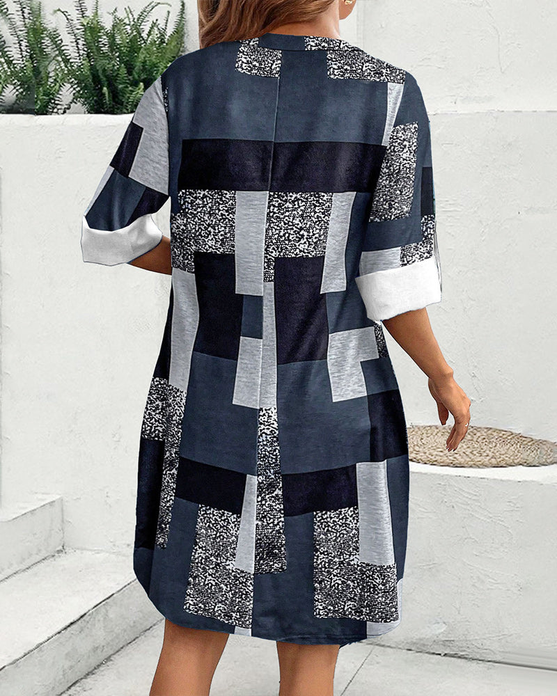 Karo Druck Knopfkleid