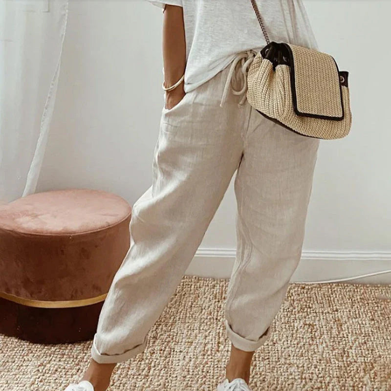 Reine Baumwolle Einfarbige Hose