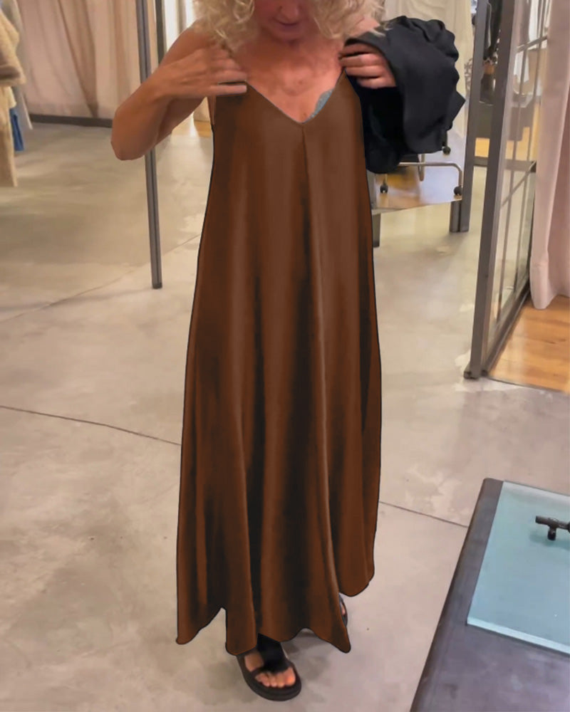 Zweiteiliges Set aus einfarbigem Top und Trägerkleid