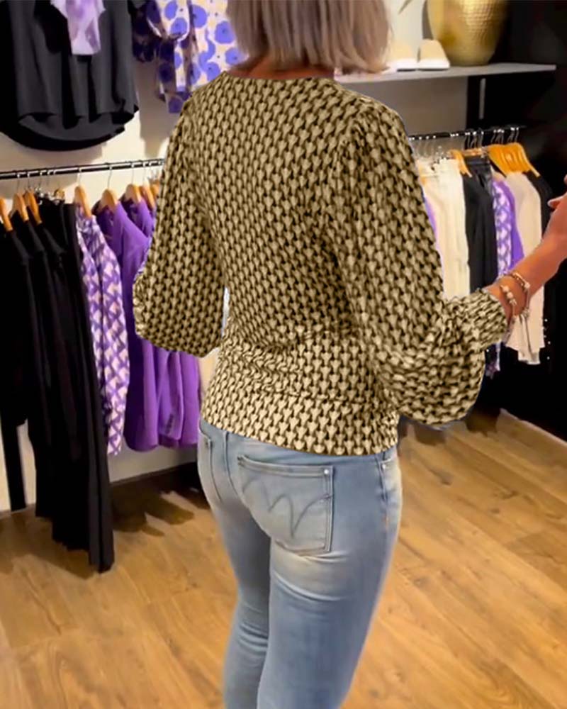 Tiefes V-Ausschnitt Langarmtop