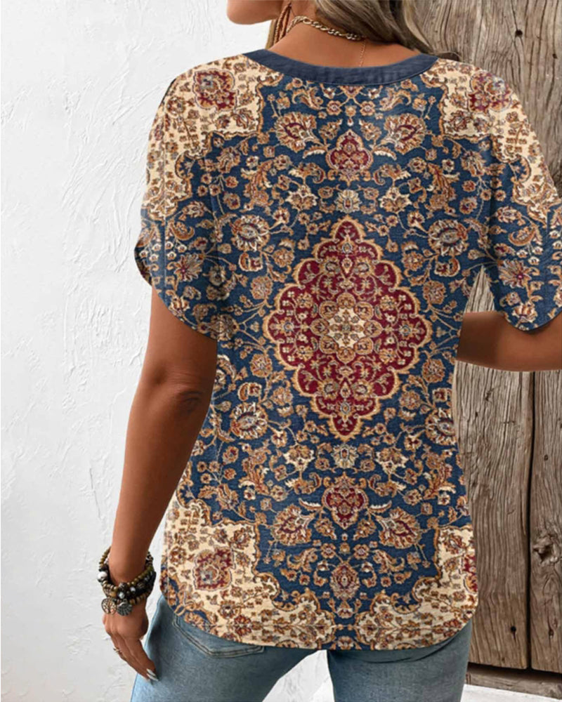 Kurzärmliges Retro-Stil Top