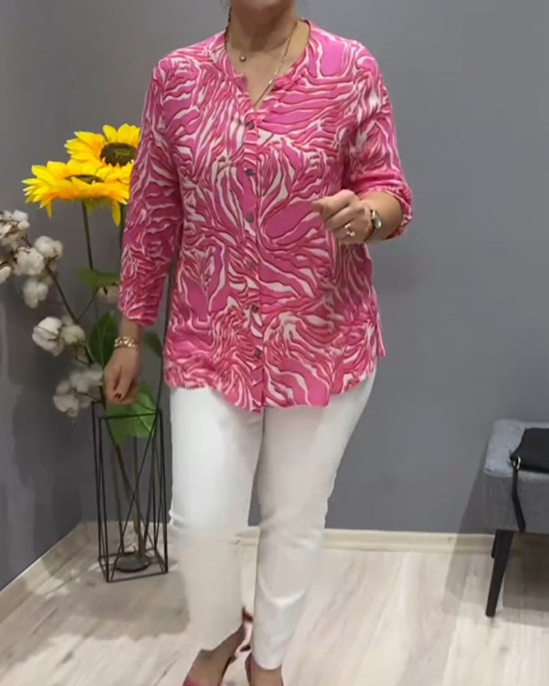 Langärmliges bedrucktes Hemd mit Knöpfen