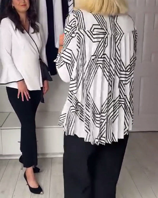 Kontrastdruck Falten Top