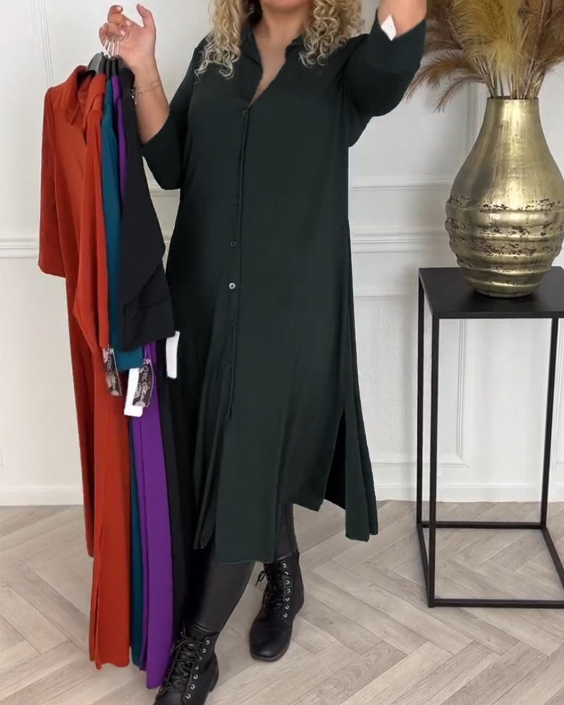 Knopfhemd Kleid in einfarbig