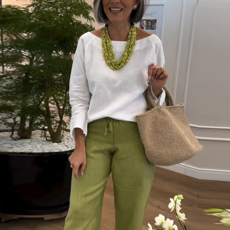 Rundhals Einfarbig Langarm Einfaches Oberteil