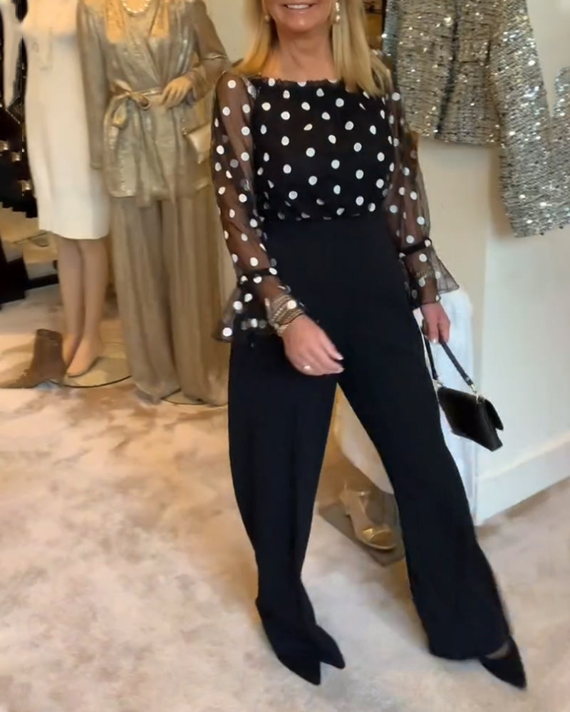 Lässige Durchsichtige Polka Dot Bluse
