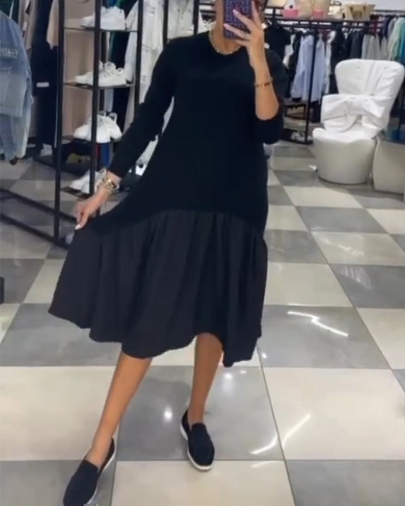 Lässiges Patchwork-Kleid mit Rüschen