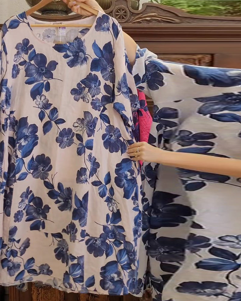 Blumendruck Taschen Freizeitkleid