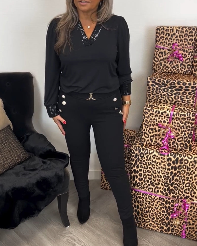 Einfarbiger Pendel-Top mit V-Ausschnitt