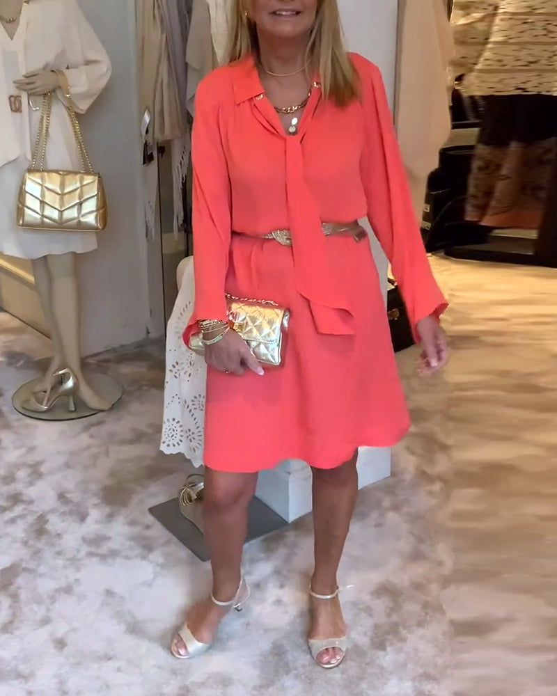 Revers Kleid mit einfarbigem Band