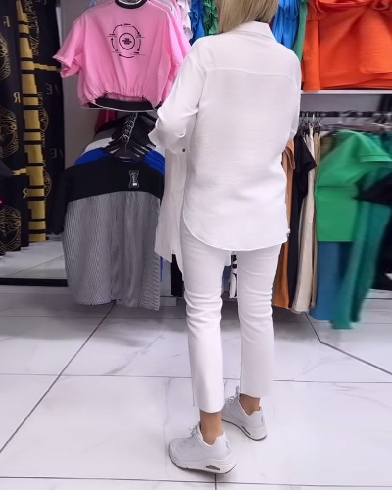 Herzprint einfaches Button-Shirt