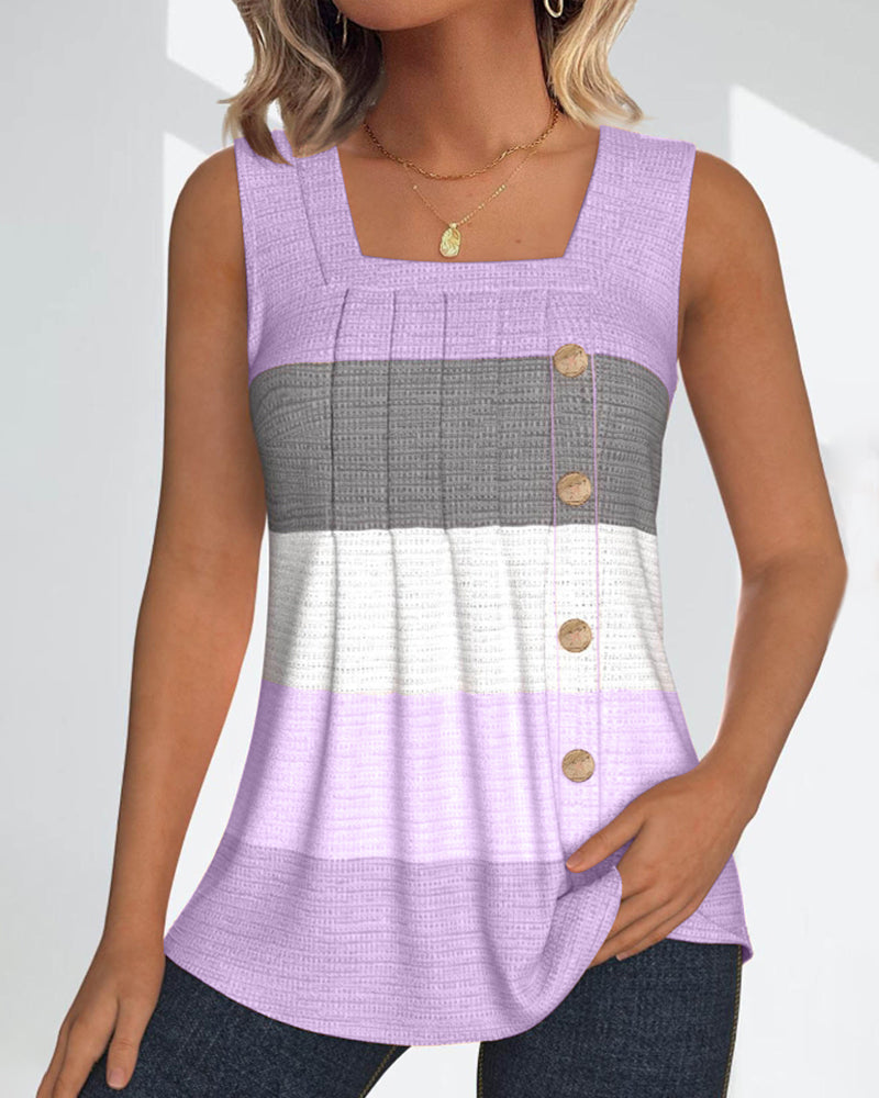 Gestreiftes, plissiertes Tanktop