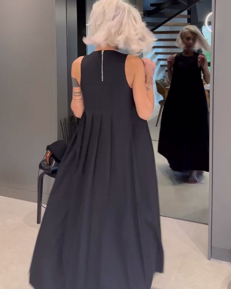 Elegantes einfarbiges Plissee-Topkleid