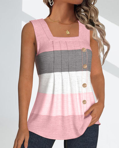 Gestreiftes, plissiertes Tanktop