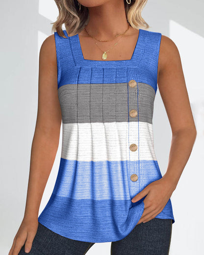 Gestreiftes, plissiertes Tanktop