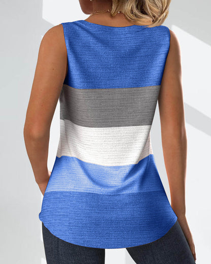 Gestreiftes, plissiertes Tanktop