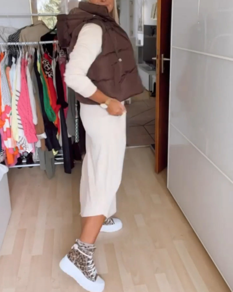 Einfarbige Kapuzenweste