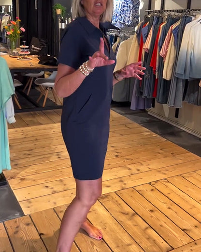 Revers Reißverschluss Kleid