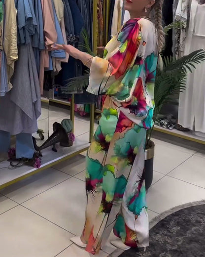 Lotus-Druck einseitiges Dreiviertelärmel-Set