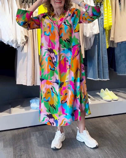 Farbig bedrucktes Taschenkleid