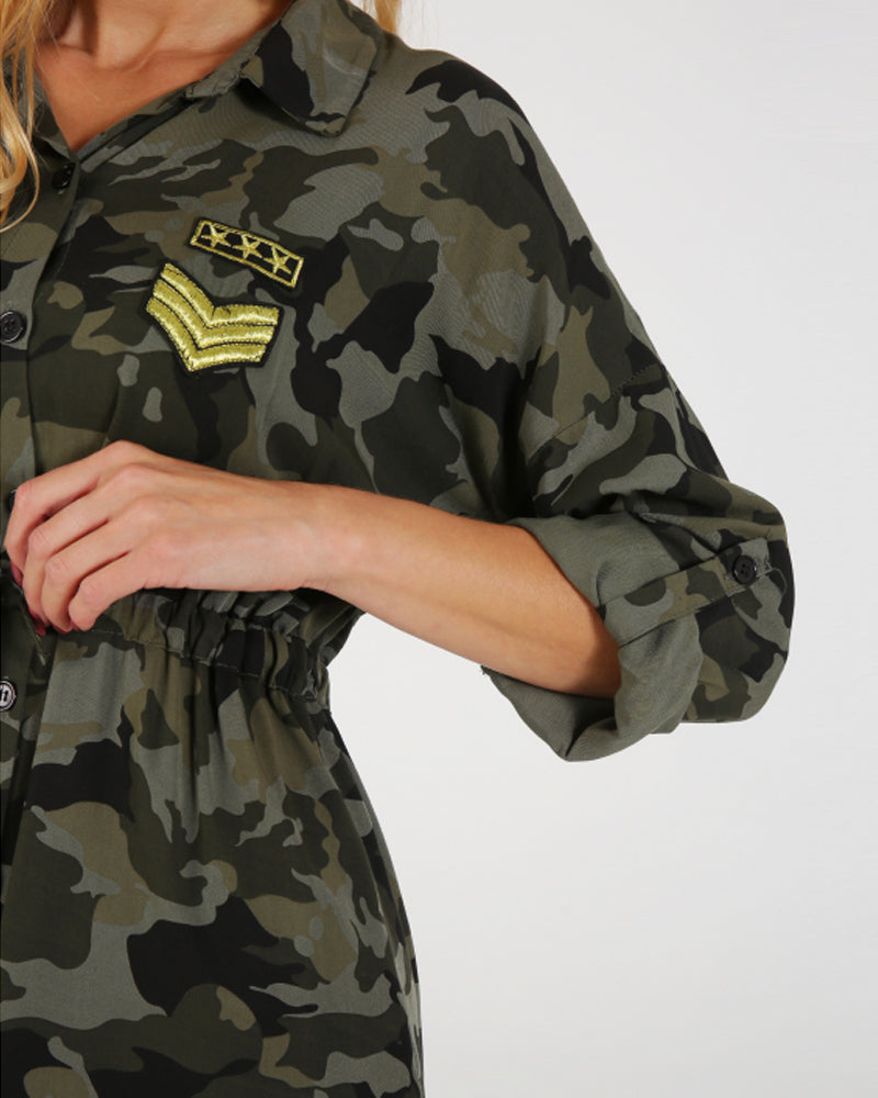 Tarnmuster Langarmkleid