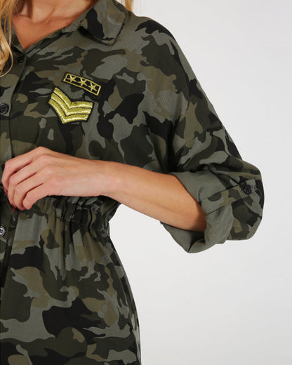 Tarnmuster Langarmkleid