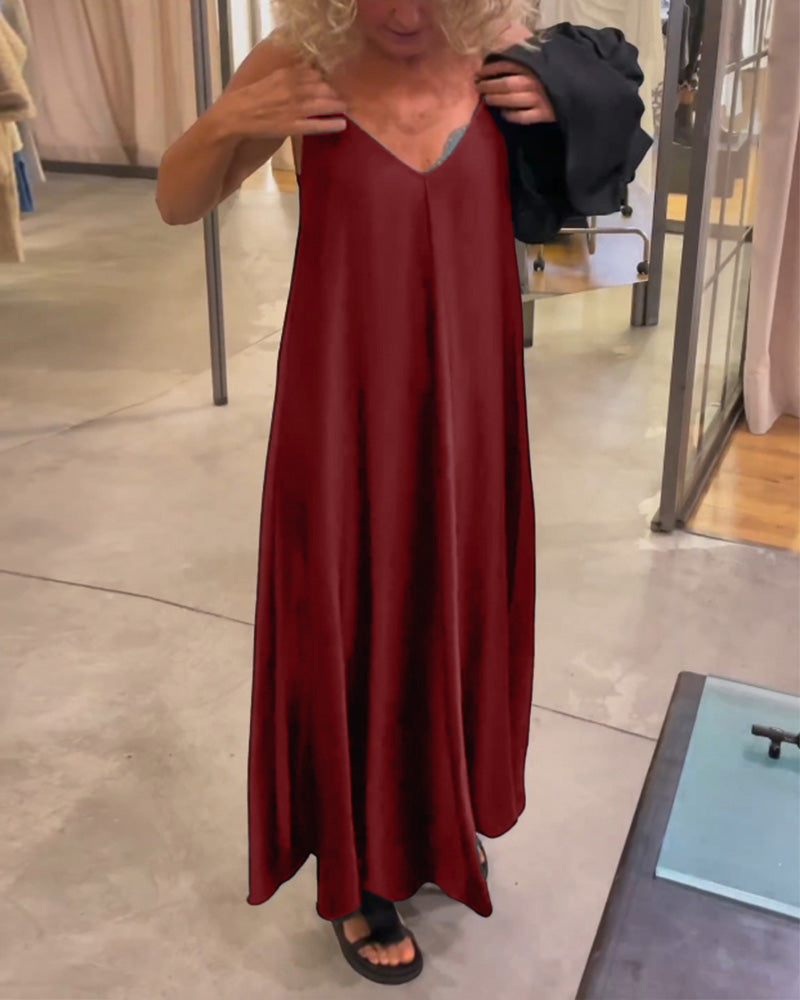 Zweiteiliges Set aus einfarbigem Top und Trägerkleid
