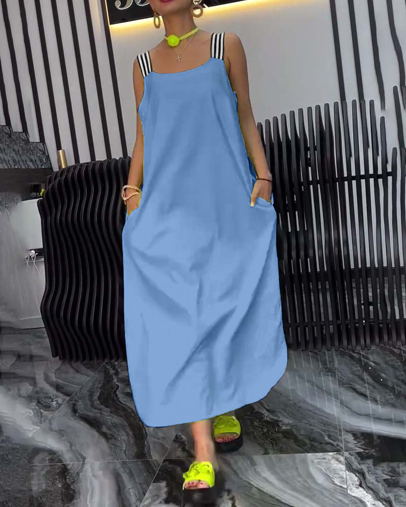 Gespaltener Träger Lockeres Kleid