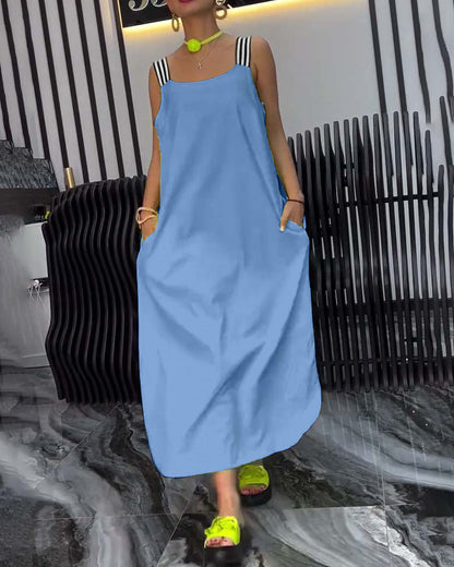 Gespaltener Träger Lockeres Kleid