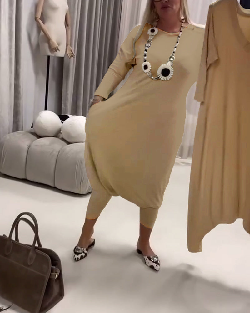 Einfarbiger Langarm-Casual-Overall