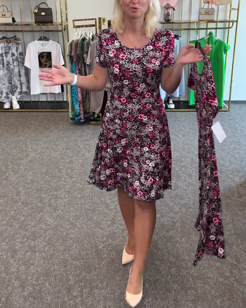 Temperament Slim Waist Gedrucktes Kleid