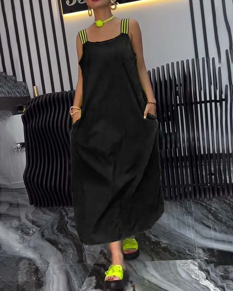 Gespaltener Träger Lockeres Kleid