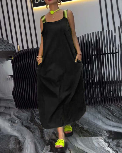 Gespaltener Träger Lockeres Kleid