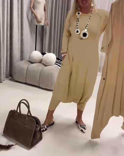 Einfarbiger Langarm-Casual-Overall