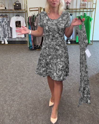 Temperament Slim Waist Gedrucktes Kleid