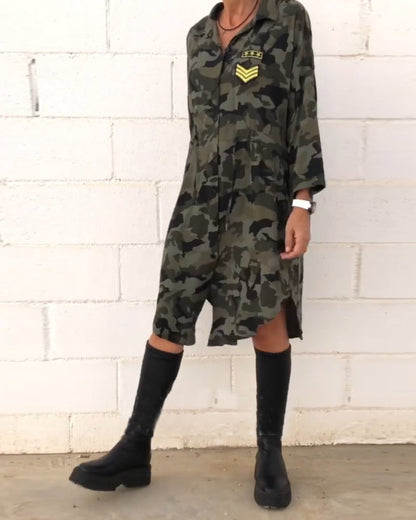 Tarnmuster Langarmkleid