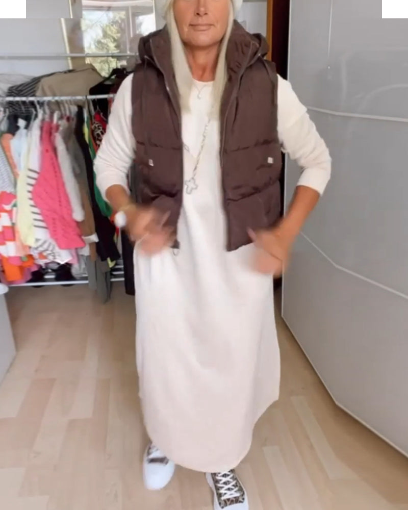 Einfarbige Kapuzenweste