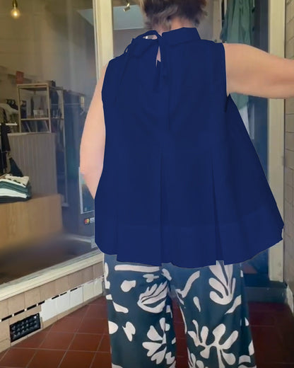 Ärmellose Unifarbene Einfache Bluse