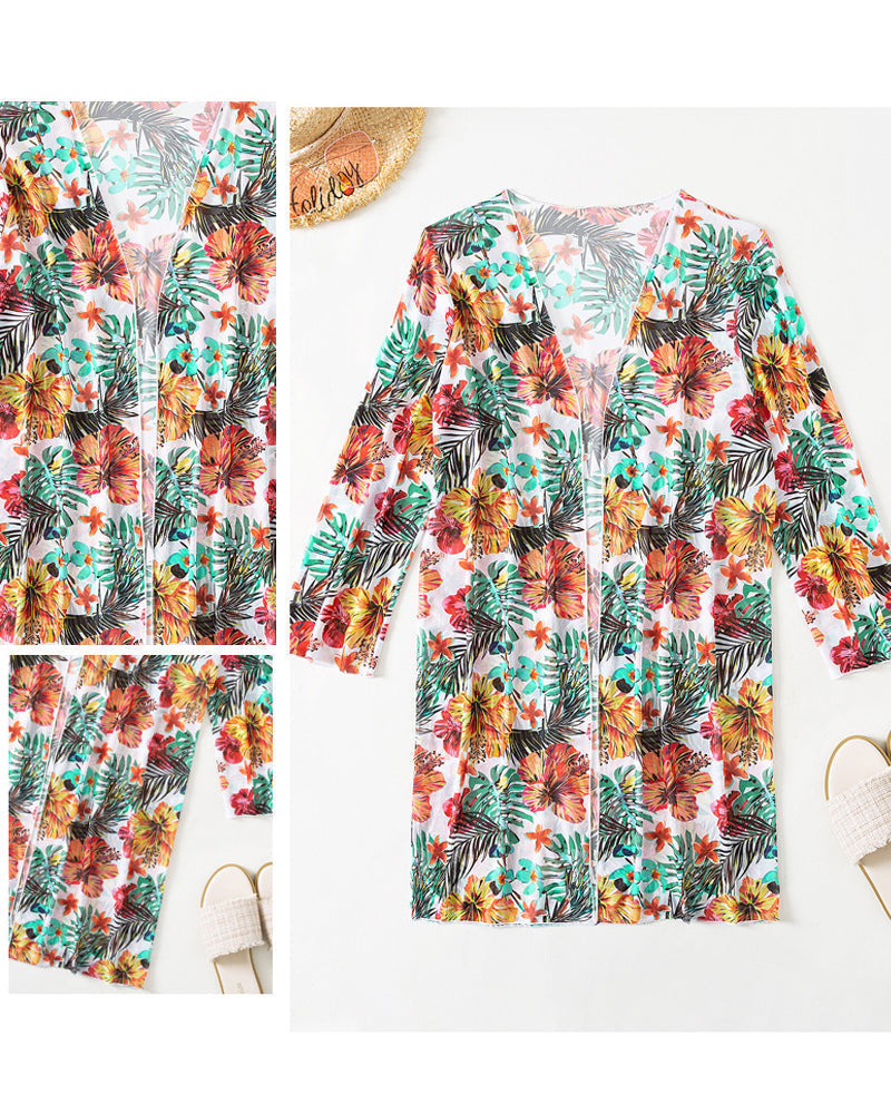 Blumenmuster Bikinis und Cover-Up