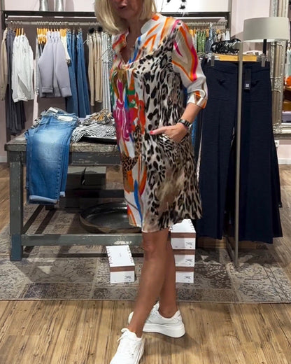 Damen tägliches lässiges Farbkleid