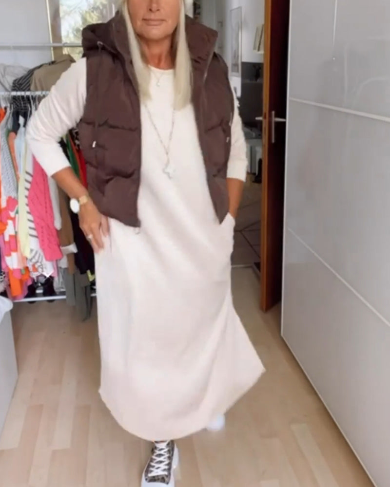 Einfarbige Kapuzenweste