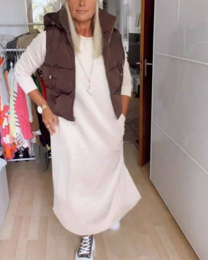 Einfarbige Kapuzenweste