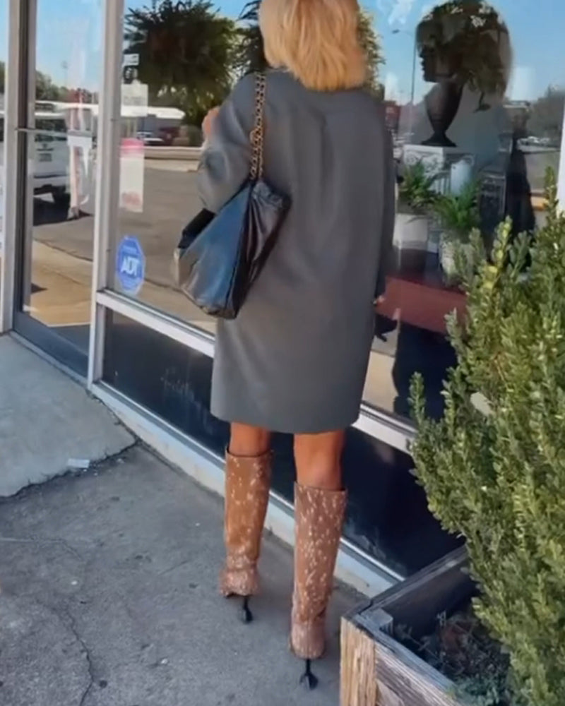 Rundhals einfarbig elegantes Kleid