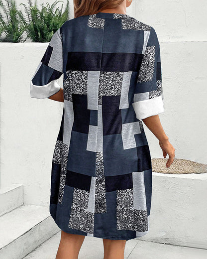 Karo Druck Knopfkleid