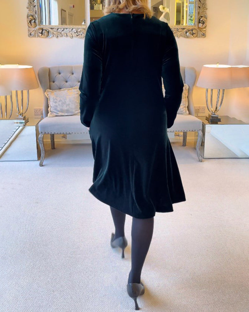 Taschen Samtkleid mit Rundhalsausschnitt