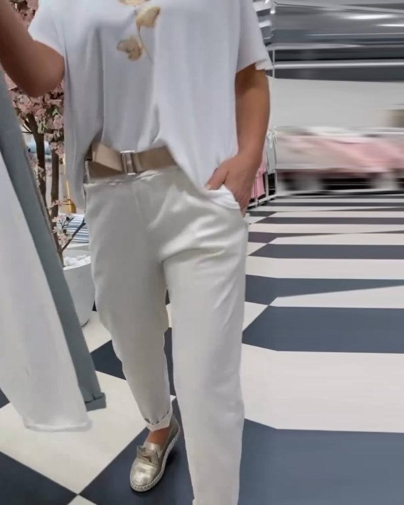 Einfarbige Freizeit-Hosen