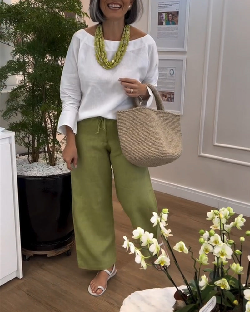 Rundhals Einfarbig Langarm Einfaches Oberteil