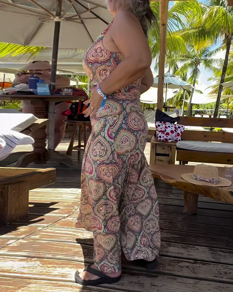 Trägerloser Herz-Urlaubsdruck-Badeanzug